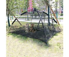 Hi Suyi Cage Tentes de Chat Grande Portable Sautables Outdoor Clôture Maison Animal Familier Chaud Nylon pour Patio Extérieur Noir