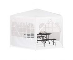 Relaxdays 10022918_49 Tonnelle Pergola pavillon Chapiteau Tente de jardin 6 côtés 2 x 2 x 2 x 2,5m fête réception hydrofuge, blanc