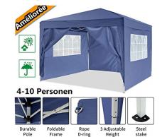Hiriyt Tonnelle Pliante imperméable 3x3m/3x6m Tonnelle de Jardin Gazebo Pliable Pavillon de Jardin Tente de Reception pour Jardin fête, Protection UV (Bleu)