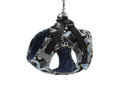 BLEVET Ajustable Harnais pour Chien Réfléchissant Harnais et Laisse pour Grand/Moyen/Petit Chien MZ089 (XS, Black)