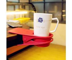 Porte Gobelet Support Fournitures de Bureau avec Rangement pour Boissons, Porte-gobelets Clips Bureau Table Tasse Titulaire Pince Pique-Nique, Table côté Bouteille Tasse (Rouge)