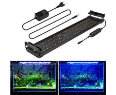 Rampe LED Aquarium 50-70cm 3 Mode réglable luminosité Eclairage Lumière led Aquarium Lampe 60 Blanc + 12 Bleu LEDs 11W