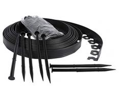 Bordure de Jardin Flexible, Bordure de pelouse Douce, Bordure de Jardin en Plastique - 4cm de Haut - Noir 10 mètres + 30 Clous de Fixation