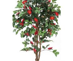 Arbuste artificiel, camélia, 1630 feuilles, 110 fleurs rouges, 180 cm - plante verte artificielle / arbuste artificiel - artplants