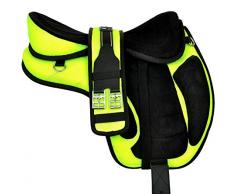 Wonder Wish Freemax Selle de cheval en microfibre sans arçon avec sangle assortie Disponible avec siège de 30,5 à 45,7 cm, Vert, 17 Inches Seat