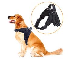 MerryBIY Chien Poitrine de Sport Harnais Gilet pour Gros Chiens Assistance Réglable Souple Rembourré avec Poignée Confortable Robuste pour Formation de Chiens Grand/Moyen (Taille L, Noir)
