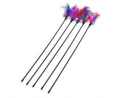 La Cabina 5 pcs Chat Chaton Pet Teaser Dinde Plume Interactive Bâton Jouet Fil Chaser
