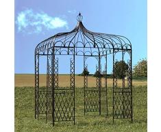 L'ORIGINALE DECO Tonnelle Gloriette Pergola Fer de Jardin Carré Marron 300 cm x 220 cm x 220 cm