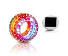 SUAVER Solaire Lumiere Mosaique Magique Table Lampe, Imperméable Changement de couleur Globe Mosaique Lanterne en Carre de Verre Mosaique Lampe pour le jardin Pelouse Cour Patio (arc en ciel)