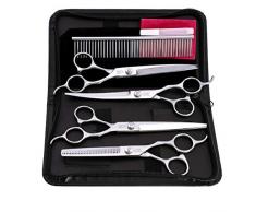 POPETPOP 6pièce Poils danimaux Toilettage Kits de Ciseaux en Acier Inoxydable Sharp Chien Chat Toilettage Ciseaux avec Peigne et Ensemble de Sac en Cuir