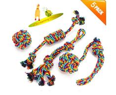 VIEWLON Jouet pour Chiens, Jouet Chien Corde, Jouet à Mâcher, Jouet Interactif pour Chien, pour Petits/Moyens Chiens (4 Pièces)