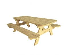 Wood Structure Table de Jardin L en Sapin du Nord pour 6/8 Personnes - Table Pique-Nique