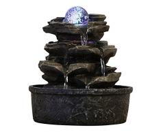 ZenLight Fontaine Little Rock, Polyrésine, Marron Foncé, 20 x 20 x 23 cm