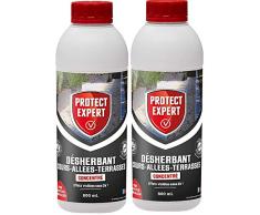 PROTECT EXPERT PROCOUR800X2 Désherbant Petites Cours Allées Concentre | Lot 2X 800 ML | Agit par Contact Et Permet Déliminer Les Mauvaises Herbes Et Mousses, Puissant