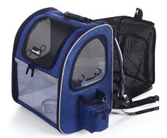 Pecute Sac Transport Chat Chiots Extensible Sac Dos pour Chien Petit Animal avec Matelas en Peluche Amovible, Filet Respirant, Spacieux, Pliable, pour Voyage en Train/Voiture/Restaurant/Avion