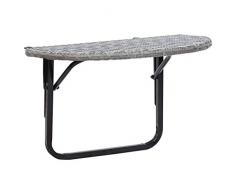 Festnight Table de Balcon Pliable Table en Résine tressée Gris 60x60x50 cm