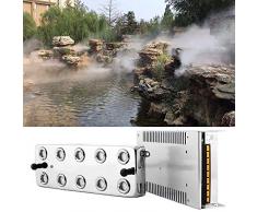 HUKOER 10 têtes Brumisateur ultrasonique de brumisateur, humidificateur de Brouillard 5L / H avec transformateur pour la Formation de Voile Conservation des Aliments Jardin/Etang etc