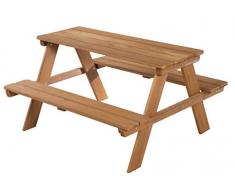 Roba 456001TE Roba Salon de jardin dextérieur Deluxe pour enfant « Pique-nique for 4 » avec assise résistante aux intempéries pour lintérieur et lextérieur en bois de teck massif Marron