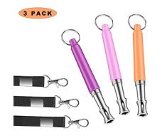 Sunshine smile Lot de 3 sifflets professionnels pour chien avec lame de clé, sifflet réglable pour chien