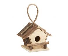 Relaxdays Nichoir à oiseaux décoration maison à oiseaux en bois à suspendre villa fait main, nature