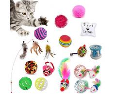 YIKEF 20 pièces Jouets Chat, Jouet pour Chat Divers Jouets interactifs,Jouets Chat Souris y Balles avec Plumes Jouets en Peluche Clochette interactifs Animaux Domestiques Toys