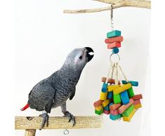 DAEDALUS® Jouet pour Oiseau coloré en Bois Bloc de bâton pour Parrot Perroquet Gris du Gabon Amazones Conure Perruche calopsitte Inséparable cacatoès Amazon Cage Jouets Suspendus Décor