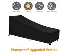 Tvird Housse Bain de Soleil Protection de Bain de Soleil Housse de transat imperméable pour Patio extérieur (200 x 75 x 40 / 70cm) 420D