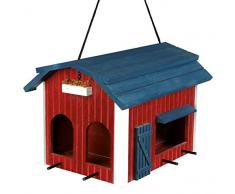 TRIXIE Mangeoire Suspendue Grange en Bois Rouge pour Oiseaux 24 x 22 x 32 cm