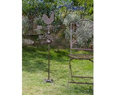 Girouette sur pied - motif coq - fer - style antique marron