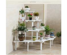 CCJW Étagère De Coin en Bois Massif en Bois Massif Multicouche, Support De Bac À Plantes Dintérieur pour Balcon, Niveau 4 (Color : White)
