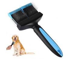 Petacc Brosse pour Chien Poil Long Souple Brosse de Nettoyage Chien/Chat avec Poignée Anti-dérapante Peigne pour Chien/Chat, Double Face