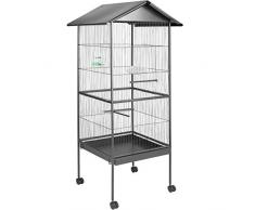 TecTake 800449 Volière pour Oiseaux Cage sur roulettes Canaries Perroquet Perruches Canaris - diverses Modèles - (avec Toit | No. 400749)