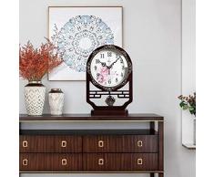 YYF Horloge rétro en bois massif, muet, balancelle, salon chinois muet grand réveil -16 pouces