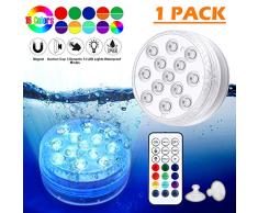 Lumière LED Submersible, Éclairage IP68 Lampes Sous-Marines Multi-couleur avec Télécommande, Lumières de Baignoire Étanche, pour Aquarium Baignoire Piscine Jardin Milieu Aquatique(1 PCS)