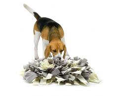 IEUUMLER Chien Snuffle Tapis Snuffle Mat Puppy Cat Puzzle interactif Jouets pour Foraging, Exercice, Relaxation IE075 (45x45cm, Grey & White)