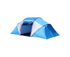 Outsunny Tente de Camping familiale 4-6 Personnes 2 cabines fenêtre Grande Porte 4,6L x 2,3l x 1,95H m Bleu Blanc