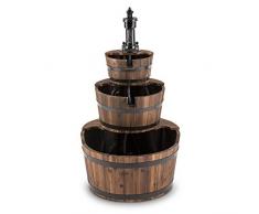 blumfeldt Cascada 2G - Fontaine en Cascade, 3 étages, Pompe à Bras en Fonte, Bois Type tonneau, Pompe de 12W, Débit de 800l/h, Visuel Vieilli, Bâche Contre débordement, Circuit fermé, Bois