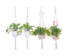 Ulikey Suspension Macramé Plante pour Suspendre Pot de Fleur Plante Suspension Décoration pour Intérieur ou Extérieur, 108cm, 4 Jambes en Corde (4 Pièces)