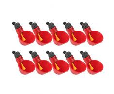 Sheens Abreuvoir Poules, 10pcs Abreuvoir Automatique Poule tetine pour Abreuvoir Rouge en Plastique Alimentation en Eau pour Pigeons caille Troupeau Canard Oiseau