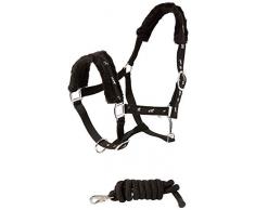Cwell Equine Licol rembourré en Fourrure et Laisse Assortie Noir