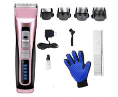 Tondeuse à Chien et Chat Toilettage 3-Vitesses Professionnel Animal Silencieux Rechargeable sans Fil Détachable, Rasoir Chien Clipper Chat Lame Détachable et Lavable, avec Handschuhe et Peigne (301)