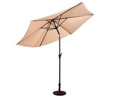 Costway Parasol de Jardin Hexogone Ø 300 CM Parasol Inclinable en Polyester et Fer avec Manivelle pour Jardin Balcon, Plage,Terrasse et Piscine-Base Non Inclus(Beige)