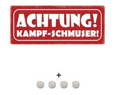 BlechschilderWelt Plaque magnétique Attention ! Muserolle de Combat ! Plaque décorative en métal avec 4 aimants 27 x 10 cm