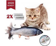 elloLife Jouet Chat, Jouets Poisson Electronique Simulation Réaliste, Jouet pour Chat Poisson Qui Bouge Jouet Chaton Rechargeable USB avec 2 Cataire, Jouet à Macher Interactif pour Chats