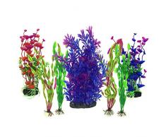 Plante Aquarium Artificiel, PietyPet 7 Pièces Gros Taille Aquarium Decoration Cachette Plastique en Plastique Décoration, Plastique pour Décoration daquarium, Violet
