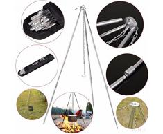 VWH Barbecue Grill Trépied Camping en Plein Air Campfire Titulaire Camp Pique-Nique Cuisson Pot Outil