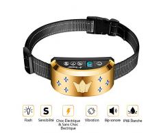 Collier Anti Aboiement Chien Électrique Automatique Rechargeable avec 7 Niveaux Ajustables, 3 Modes Sensibilité/Vibration/Choc 19-62CM Sangle Réglable pour Petit/Gros Chien Étanche IP66(2020 Version)