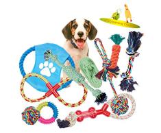 VIEWLON Jouet pour Chiens, Chien Corde Jouet, Jouets à mâcher de Corde de Coton Durable pour Le Nettoyage de Dents de santé, Cadeau pour Les Petits et Moyens Chiens (10 pièces)