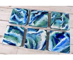 Dessous de verre bleus - sets de table en résine