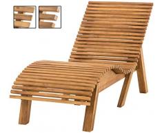 CLP Bain De Soleil Elbe Carré en Bois De Teak Massif I Chaise Longue Ergonomique en Bois pour L’Extérieur 80 cm, Teck
